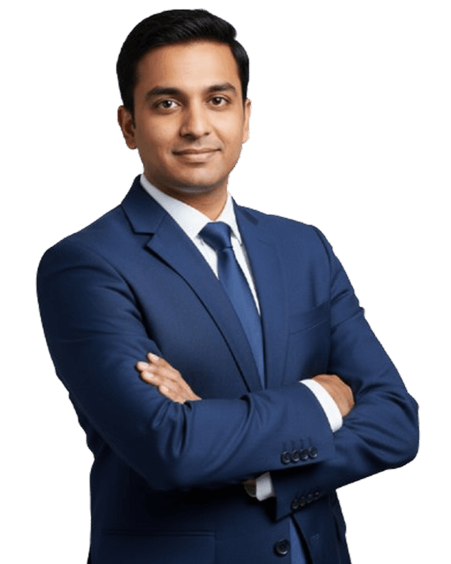 An Indian man wearing coat suit with hands fold